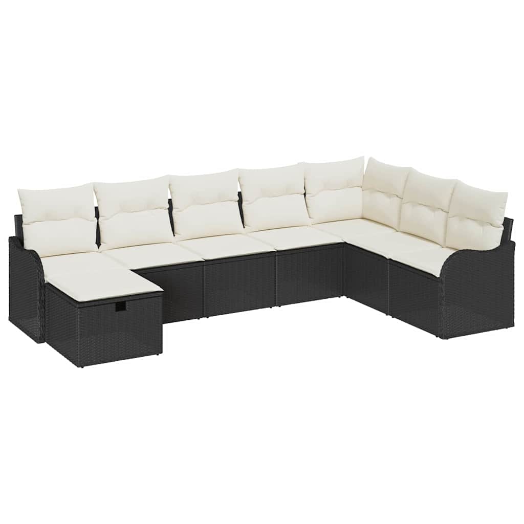 Set di divani 8 pz 8-Numero di posti Nero e Crema polyrattan | homemem39