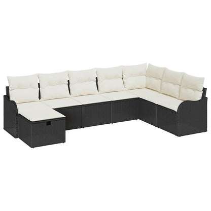 Set di divani 8 pz 8-Numero di posti Nero e Crema polyrattan | homemem39
