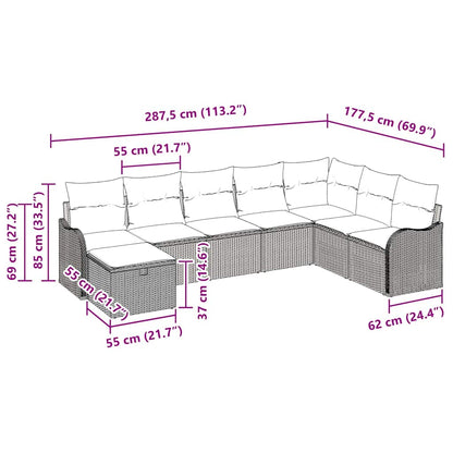 Set di divani 8 pz 8-Numero di posti Nero e Crema polyrattan | homemem39