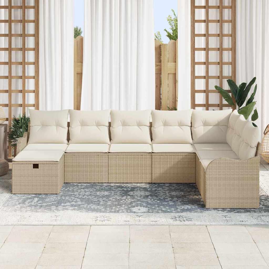 Set di divani con cuscino 8 pcs Beige e Crema polyrattan | homemem39