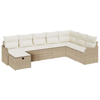 Set di divani con cuscino 8 pcs Beige e Crema polyrattan | homemem39