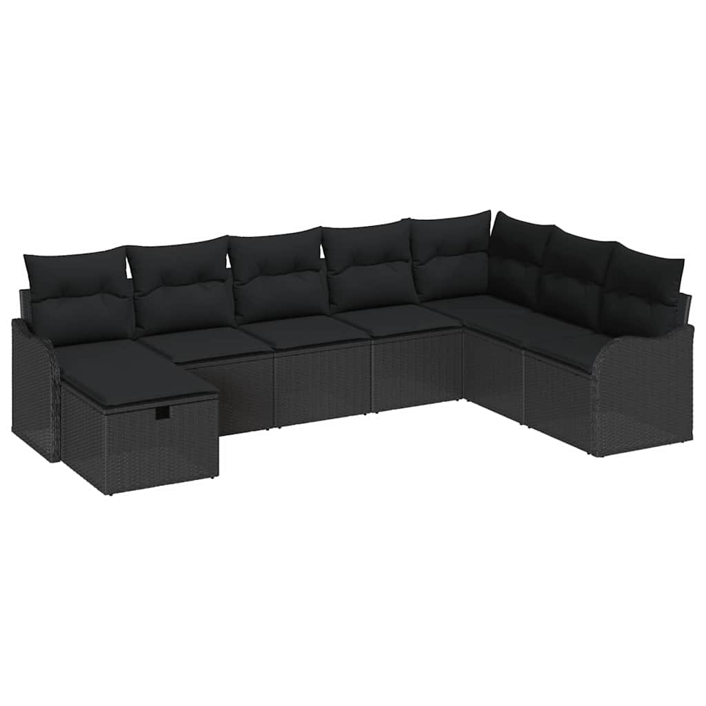 Set di divani con cuscino con archiviazione Nero polyrattan | homemem39