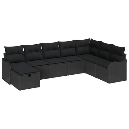 Set di divani con cuscino con archiviazione Nero polyrattan | homemem39