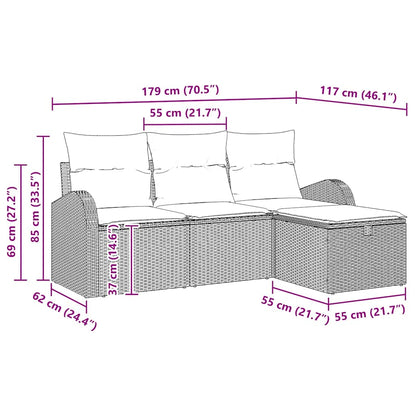 Set di divani 4 pz Beige e Grigio Chiaro polyrattan | homemem39