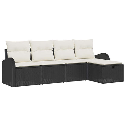 Set di divani con cuscino 5 pcs Nero e Crema polyrattan | homemem39