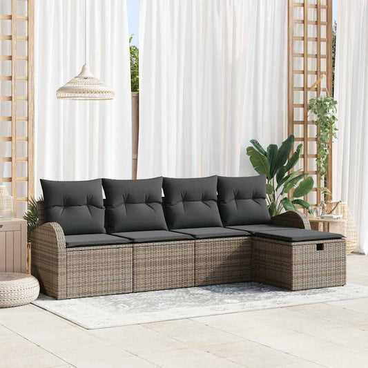 Set di divani con cuscino con archiviazione Grigio polyrattan | homemem39
