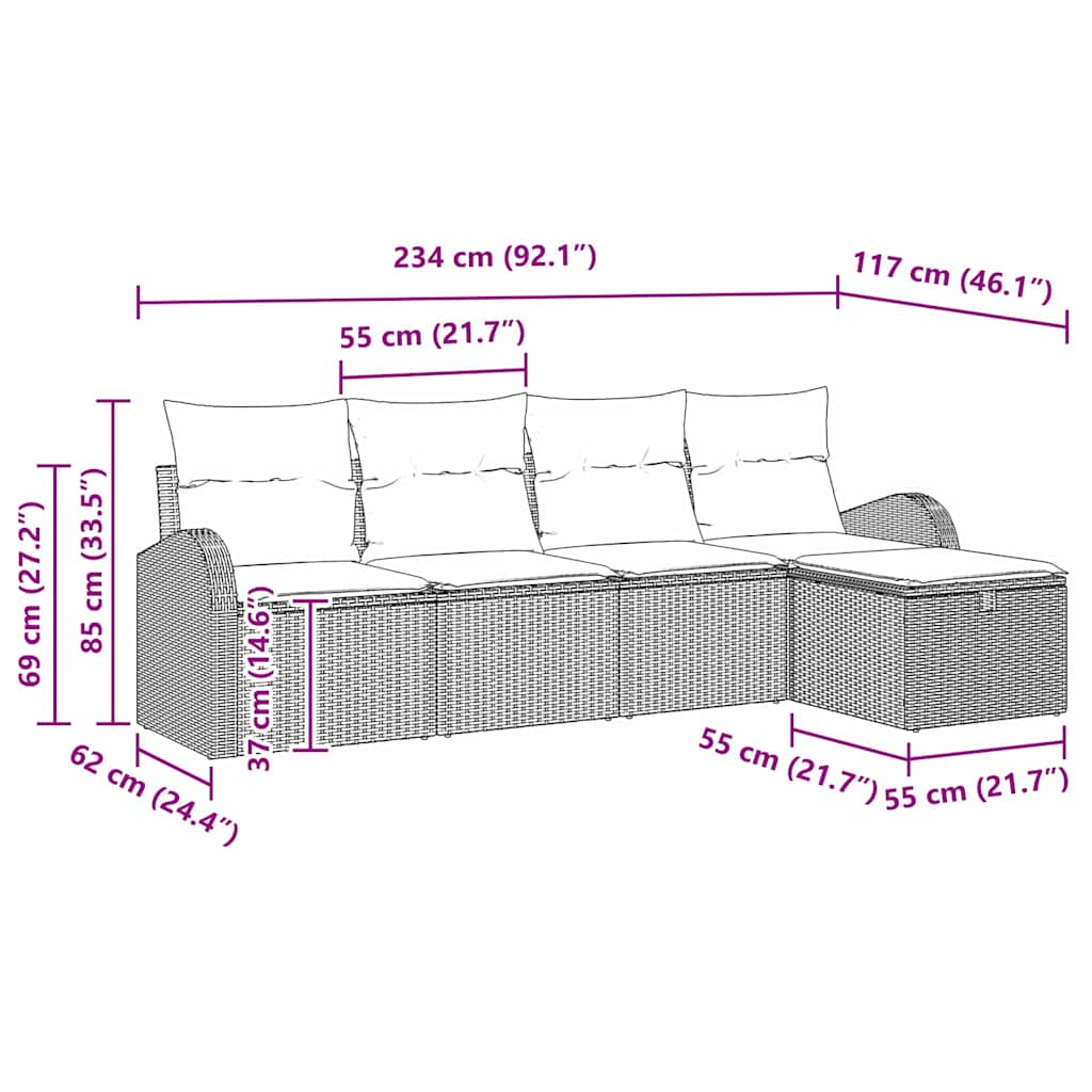 Set di divani con cuscino con archiviazione Grigio polyrattan | homemem39
