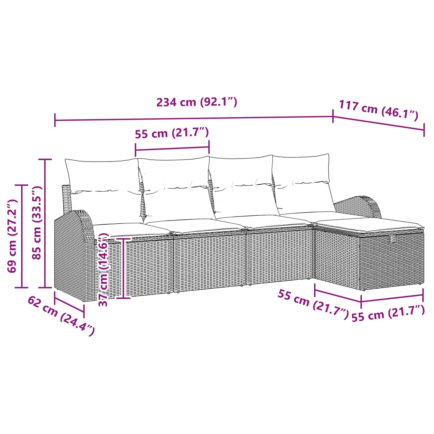 Set di divani con cuscino Beige e Crema polyrattan | homemem39