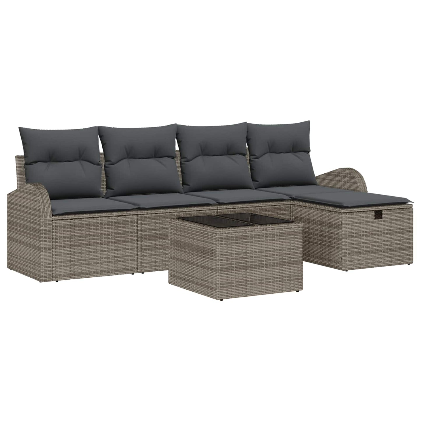 Set di divani con cuscino con archiviazione Grigio polyrattan | homemem39