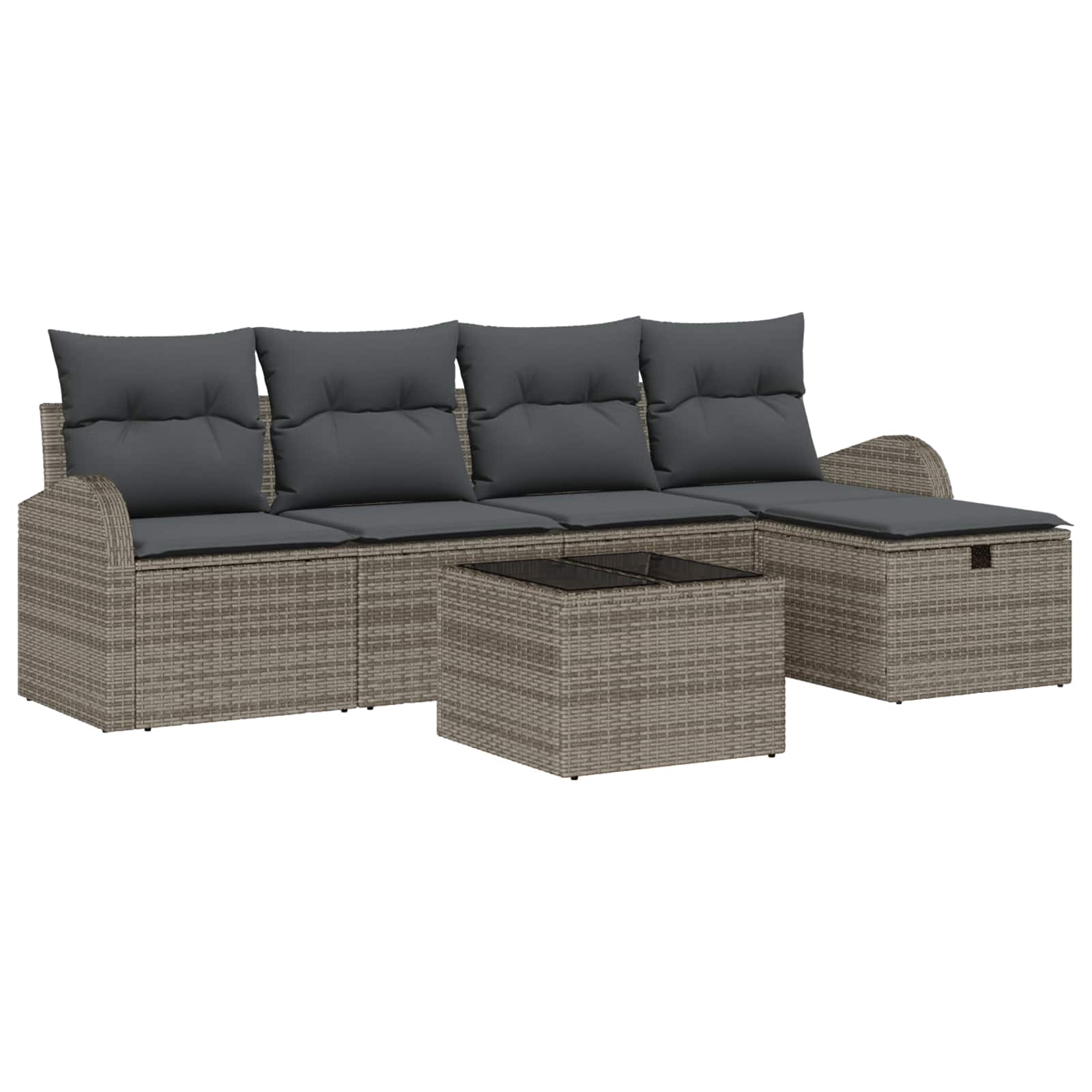 Set di divani con cuscino con archiviazione Grigio polyrattan | homemem39