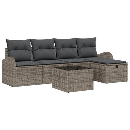 Set di divani con cuscino con archiviazione Grigio polyrattan | homemem39