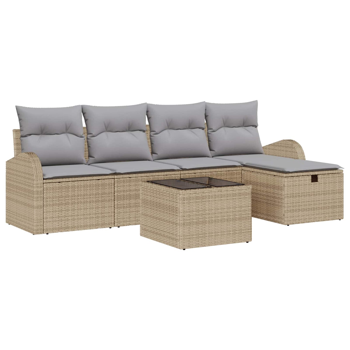 Set di divani con cuscino Beige e Grigio Chiaro polyrattan