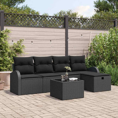 Set di divani con cuscino 6 pcs Nero polyrattan | homemem39