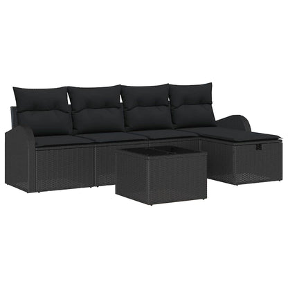 Set di divani con cuscino 6 pcs Nero polyrattan | homemem39