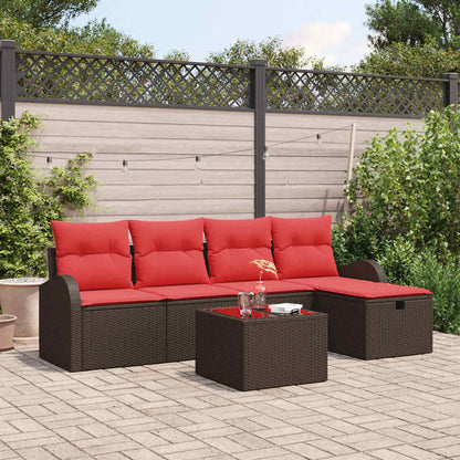 Set di divani con cuscino Marrone e Rosso polyrattan | homemem39