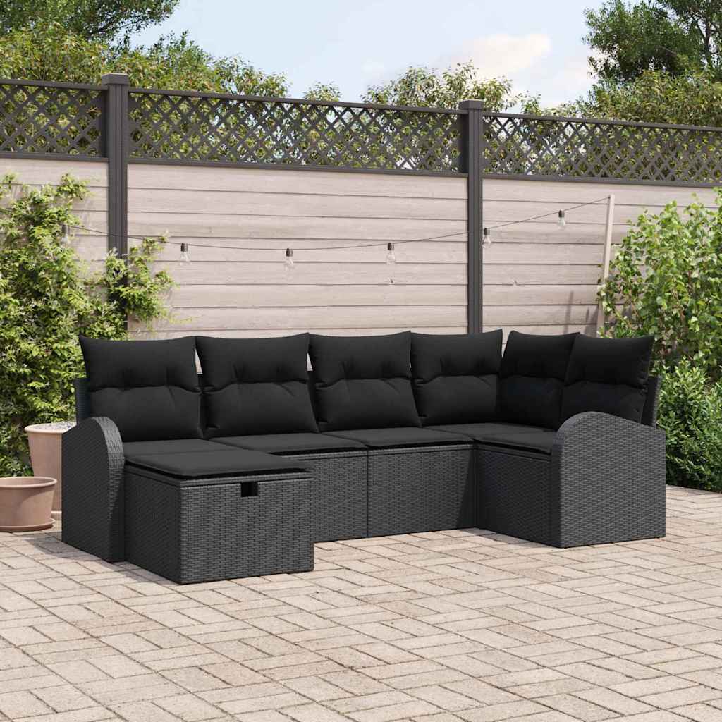 Set di divani 6 pz Nero polyrattan | homemem39