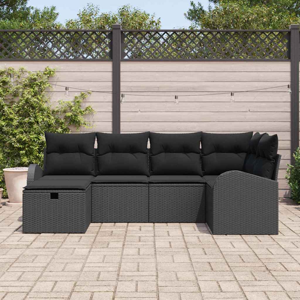 Set di divani 6 pz Nero polyrattan | homemem39