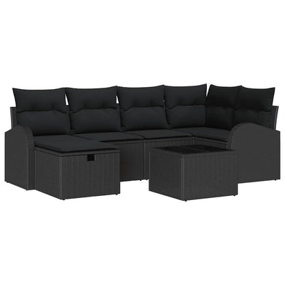 Set di divani 7 pz Nero polyrattan | homemem39