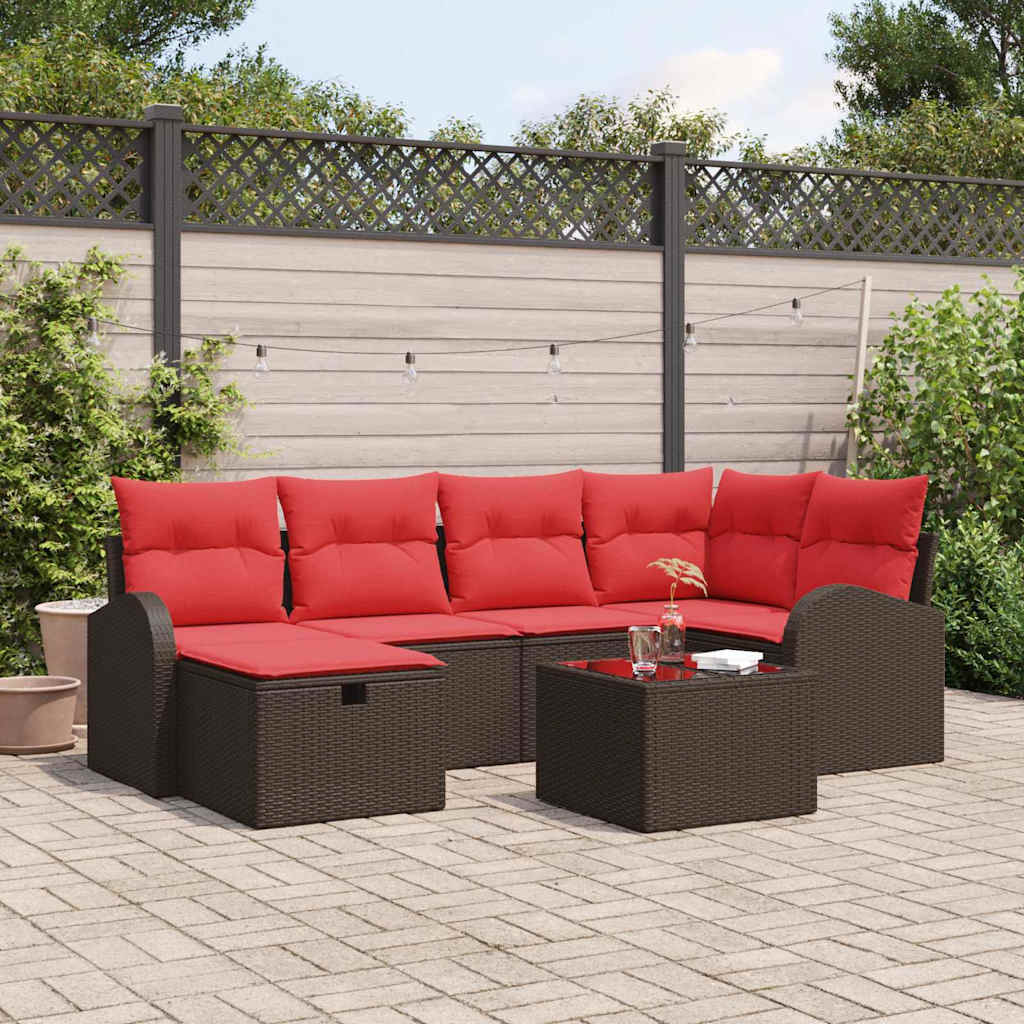 Set di divani con cuscino Marrone e Rosso polyrattan | homemem39