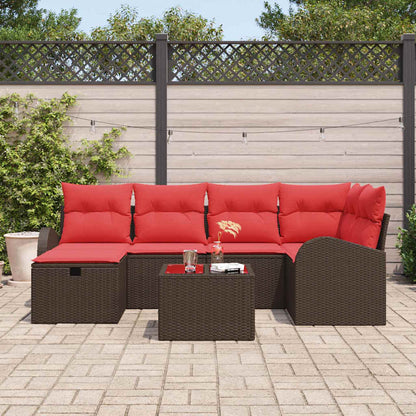 Set di divani con cuscino Marrone e Rosso polyrattan | homemem39