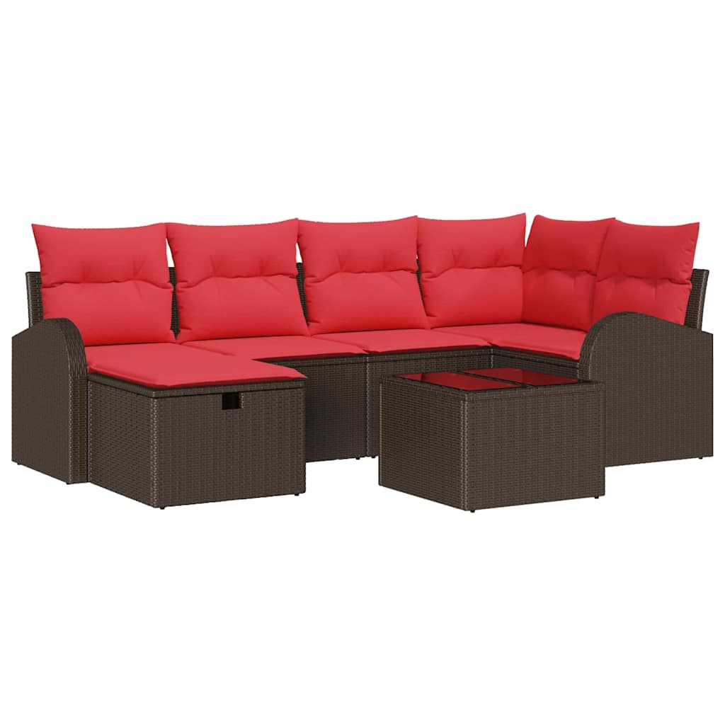 Set di divani con cuscino Marrone e Rosso polyrattan | homemem39