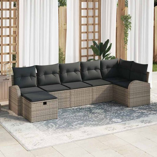 Set di divani 7 pz Grigio polyrattan | homemem39
