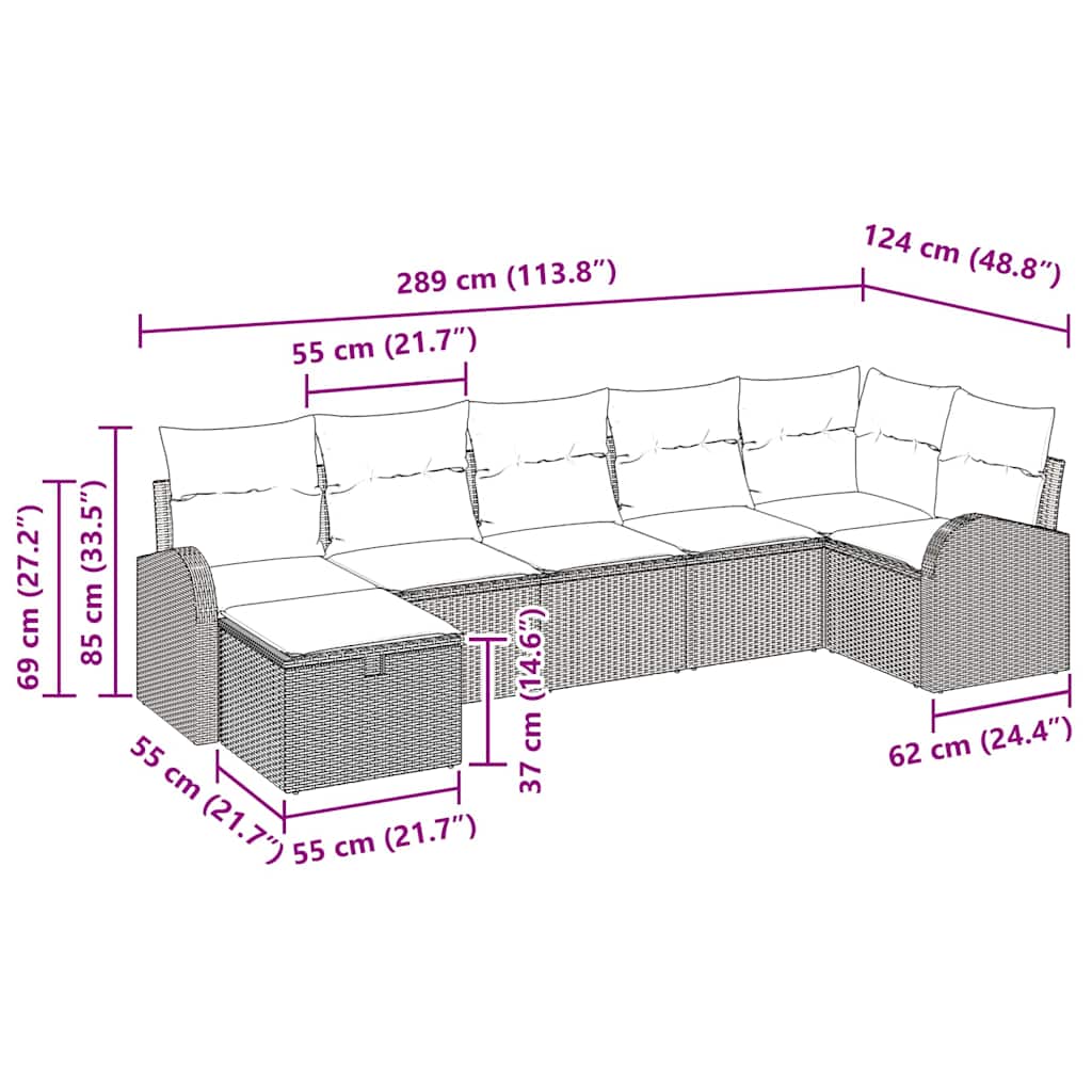 Set di divani con cuscino Beige e Crema polyrattan | homemem39