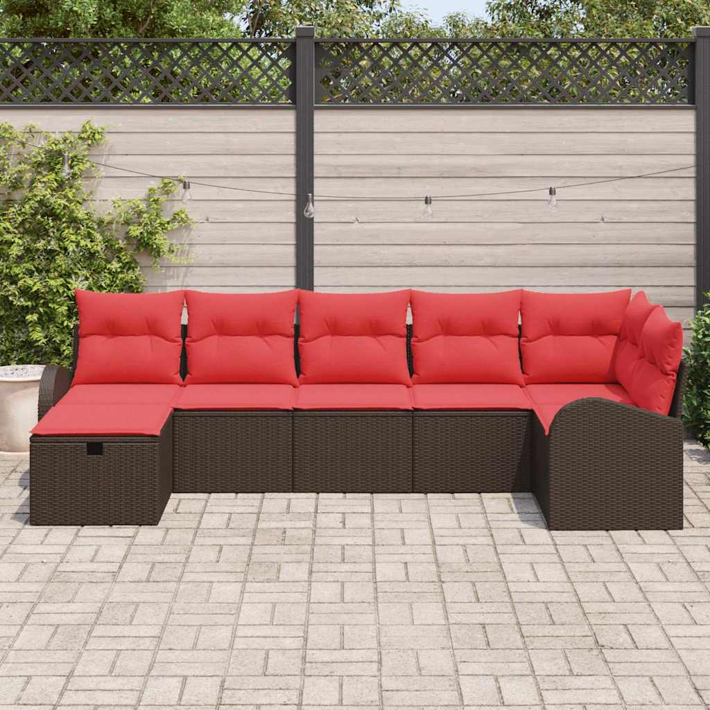 Set di divani con cuscino Marrone e Rosso polyrattan | homemem39