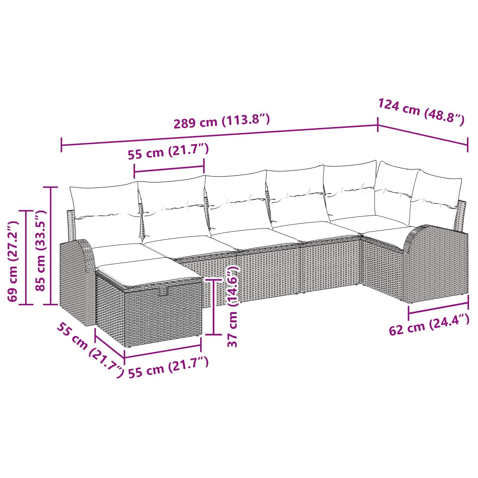 Set di divani con cuscino Marrone e Rosso polyrattan | homemem39