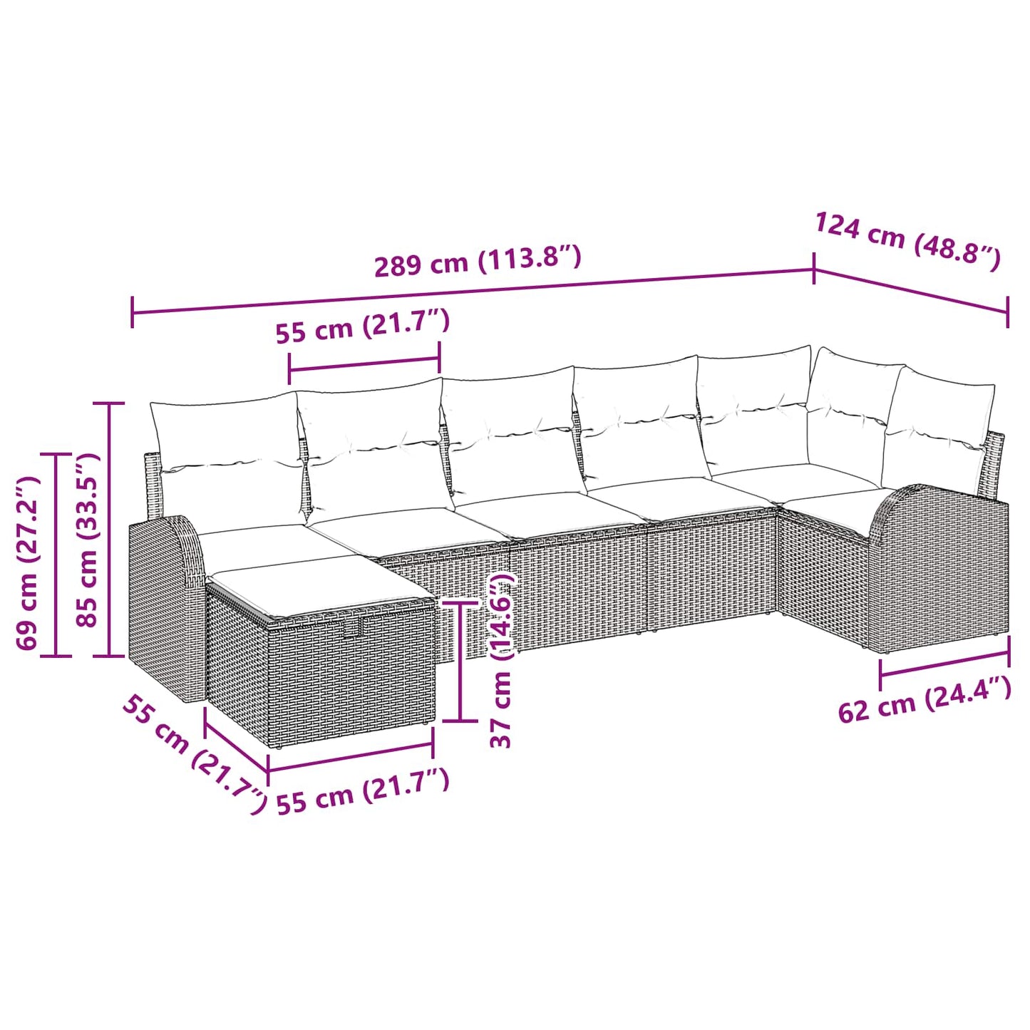 Set di divani con cuscino Marrone e Rosso polyrattan | homemem39