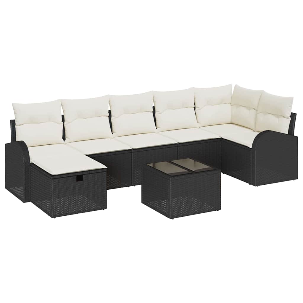 Set di divani con cuscino Nero e Crema polyrattan | homemem39