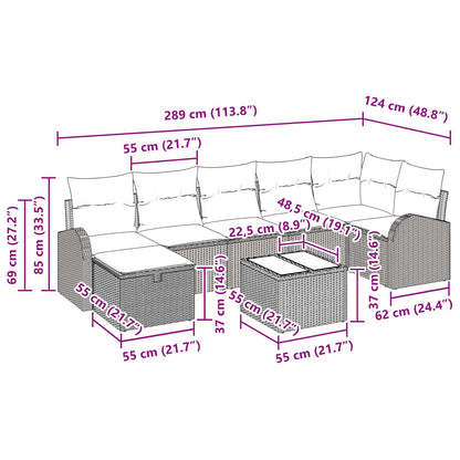 Set di divani con cuscino Beige e Crema polyrattan