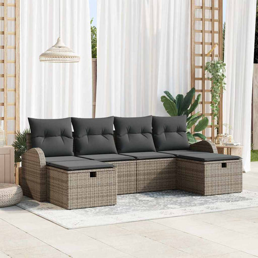 Set di divani 6 pz Grigio polyrattan | homemem39