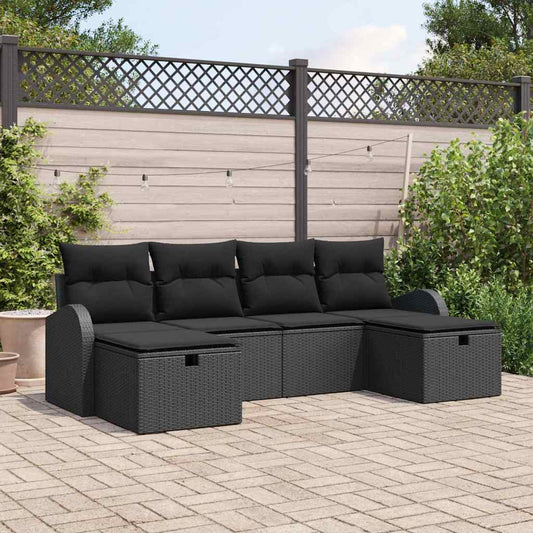 Set di divani 6 pz Nero polyrattan | homemem39