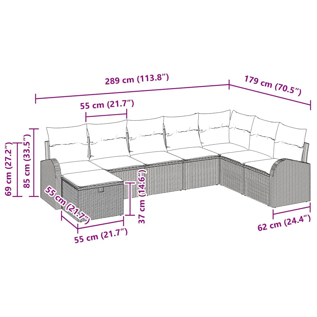 Set di divani con cuscino beige e panna polyrattan | homemem39