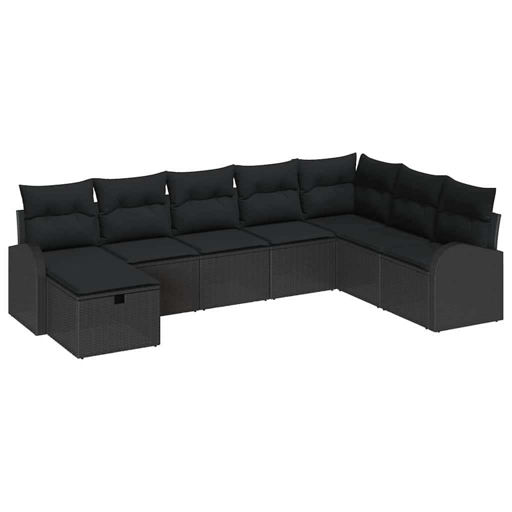 Set di divani con cuscino con archiviazione Nero polyrattan | homemem39