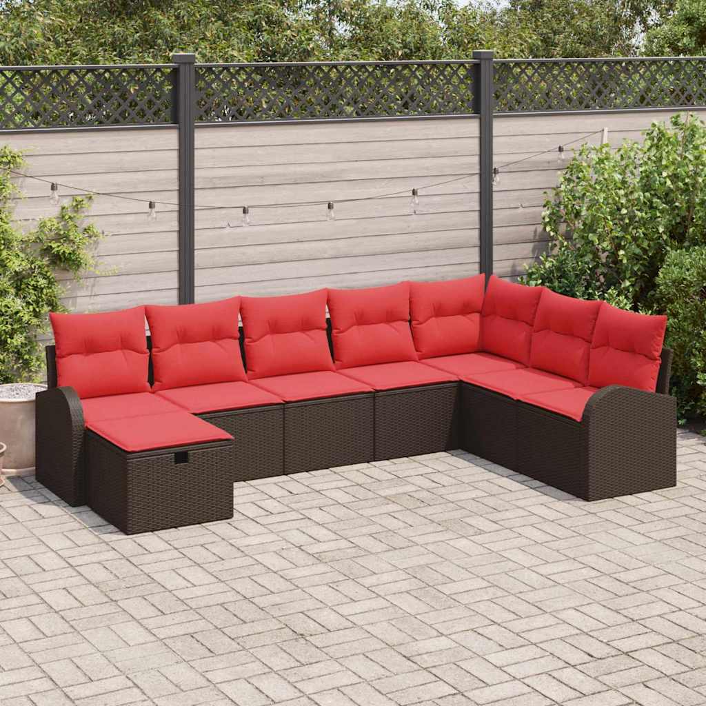 Set di divani con cuscino Marrone e Rosso polyrattan | homemem39
