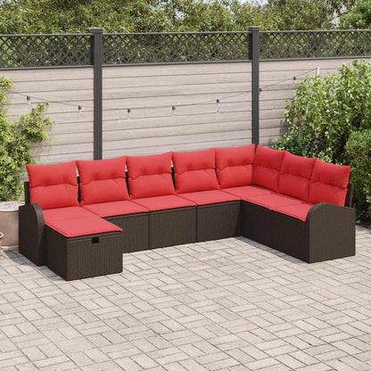 Set di divani con cuscino Marrone e Rosso polyrattan | homemem39