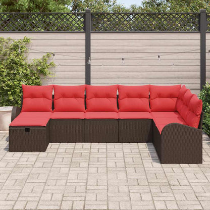 Set di divani con cuscino Marrone e Rosso polyrattan | homemem39