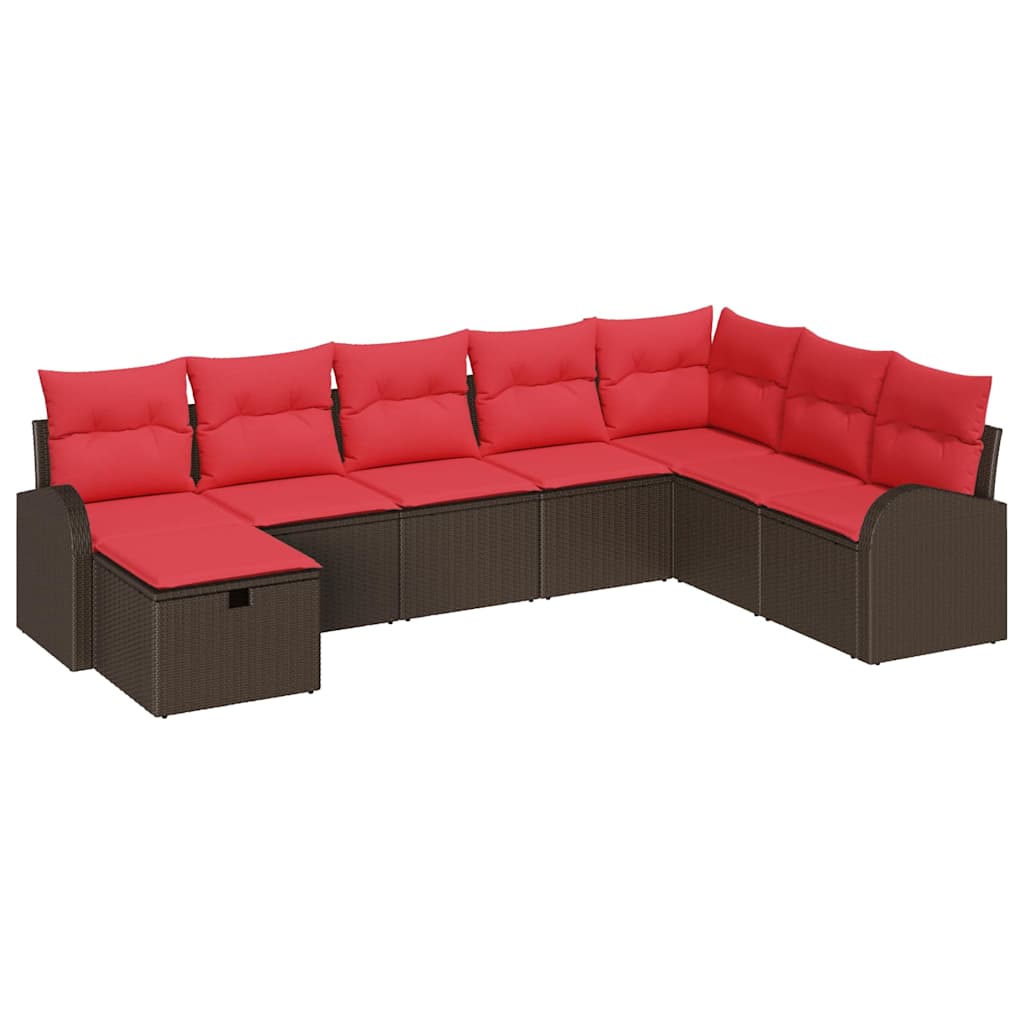 Set di divani con cuscino Marrone e Rosso polyrattan | homemem39