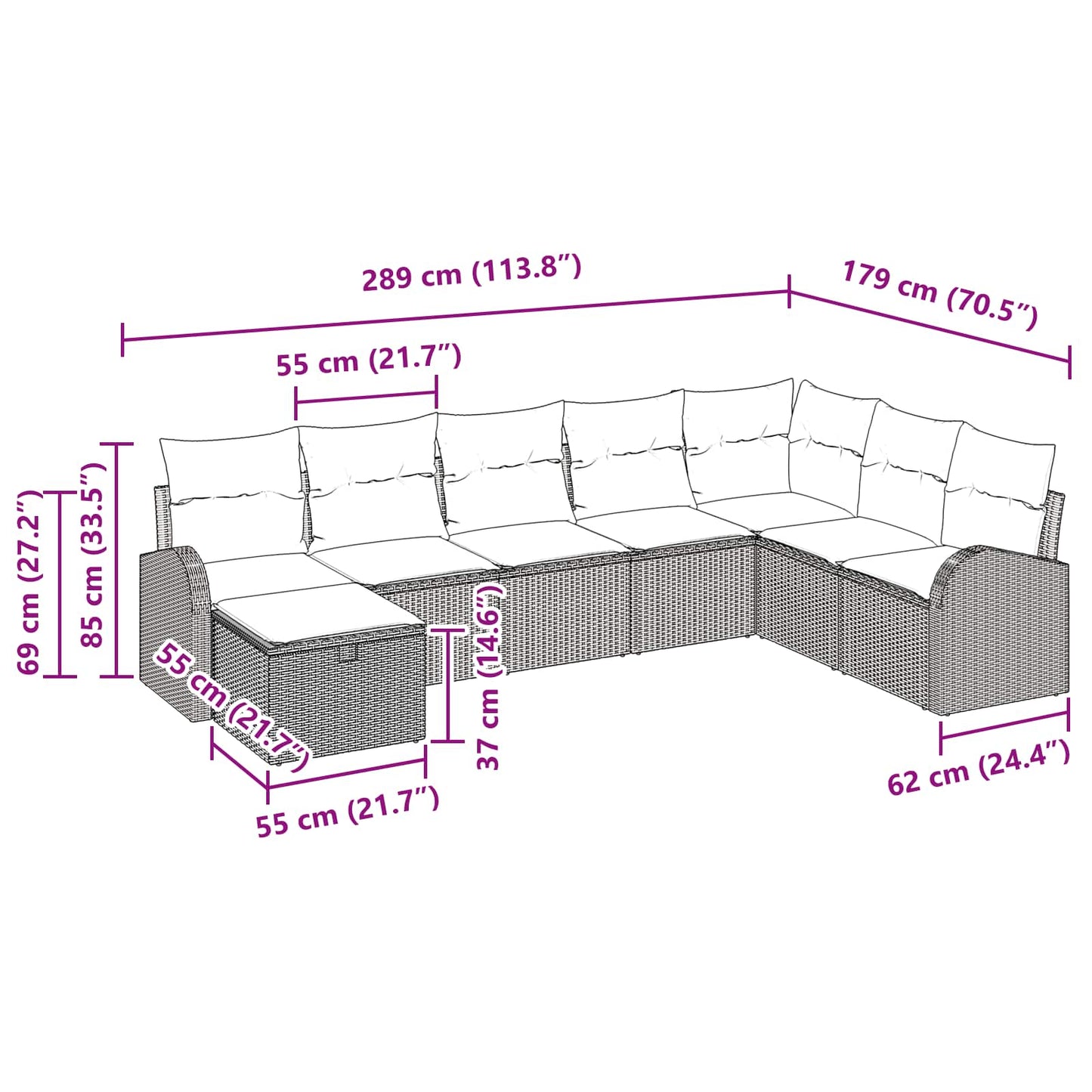Set di divani con cuscino Marrone e Rosso polyrattan | homemem39