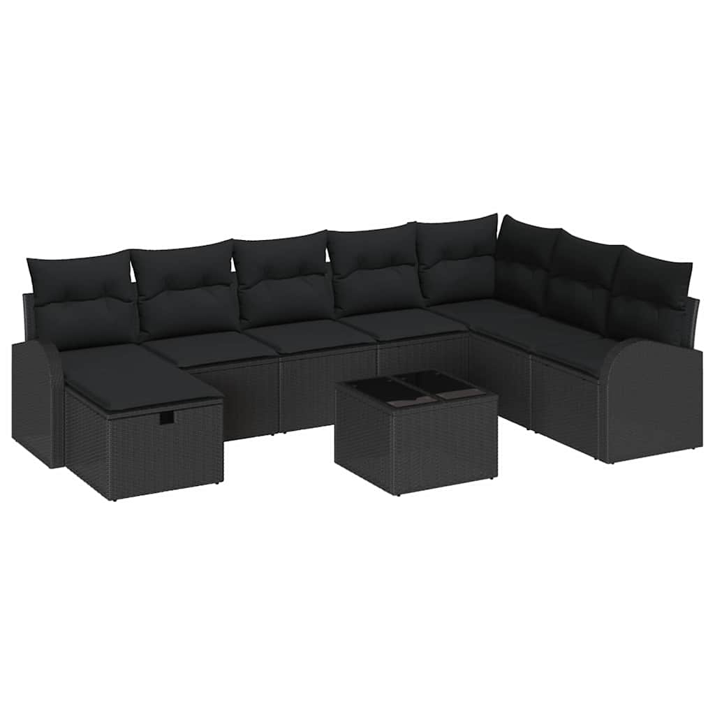 Set di divani con cuscino con archiviazione Nero polyrattan | homemem39