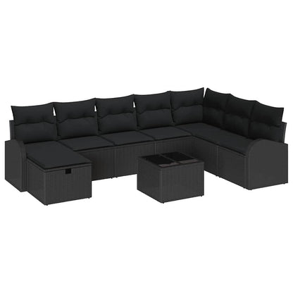 Set di divani con cuscino con archiviazione Nero polyrattan | homemem39