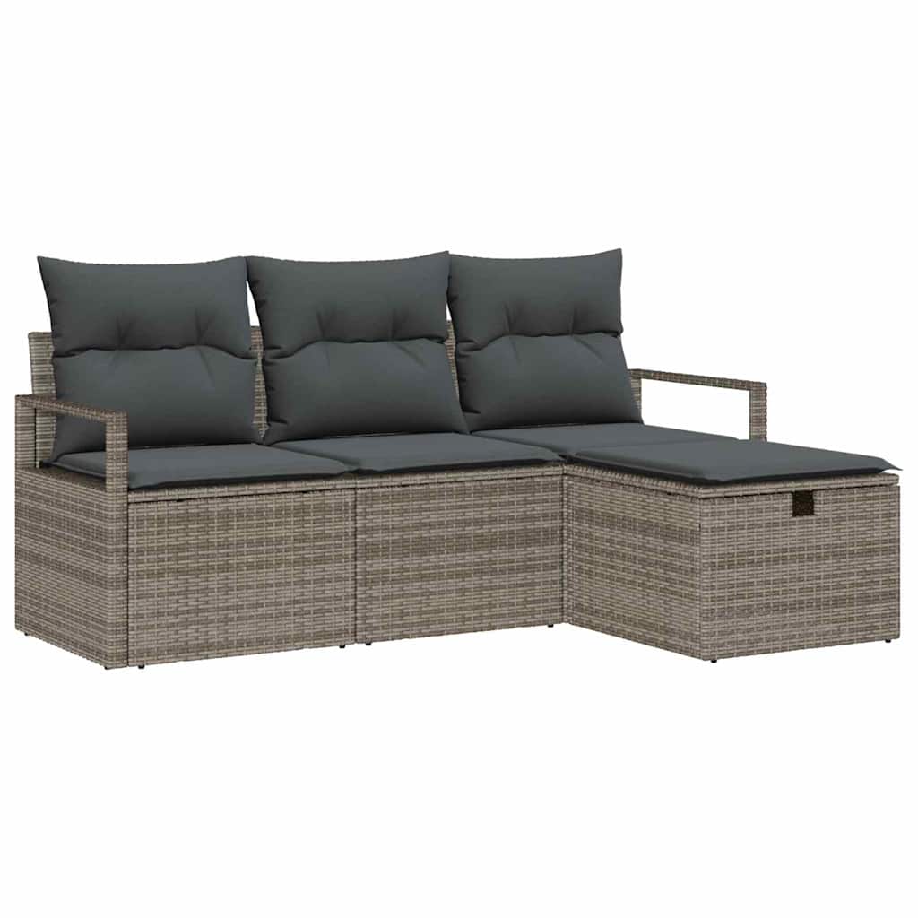 Set di divani con cuscino 4 pcs Grigio polyrattan | homemem39