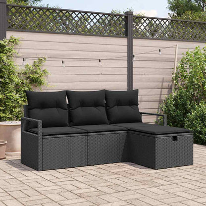 Set di divani 4 pz 4-Numero di posti Nero polyrattan - homemem39