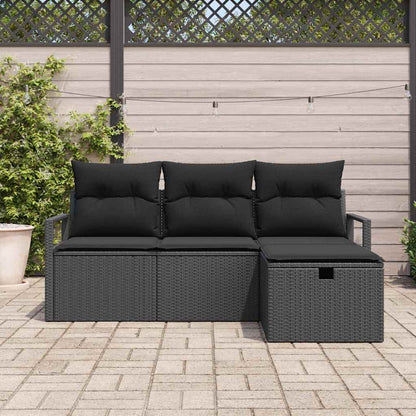 Set di divani 4 pz 4-Numero di posti Nero polyrattan - homemem39