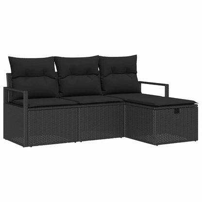 Set di divani 4 pz 4-Numero di posti Nero polyrattan - homemem39