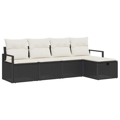 Set di divani con cuscino 5 pcs Nero e Crema polyrattan | homemem39