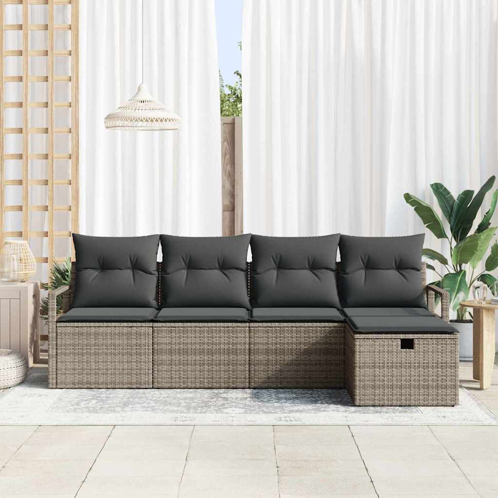 Set di divani con cuscino con archiviazione Grigio polyrattan | homemem39