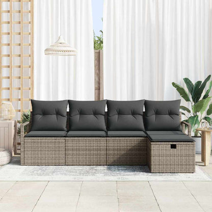 Set di divani con cuscino con archiviazione Grigio polyrattan | homemem39